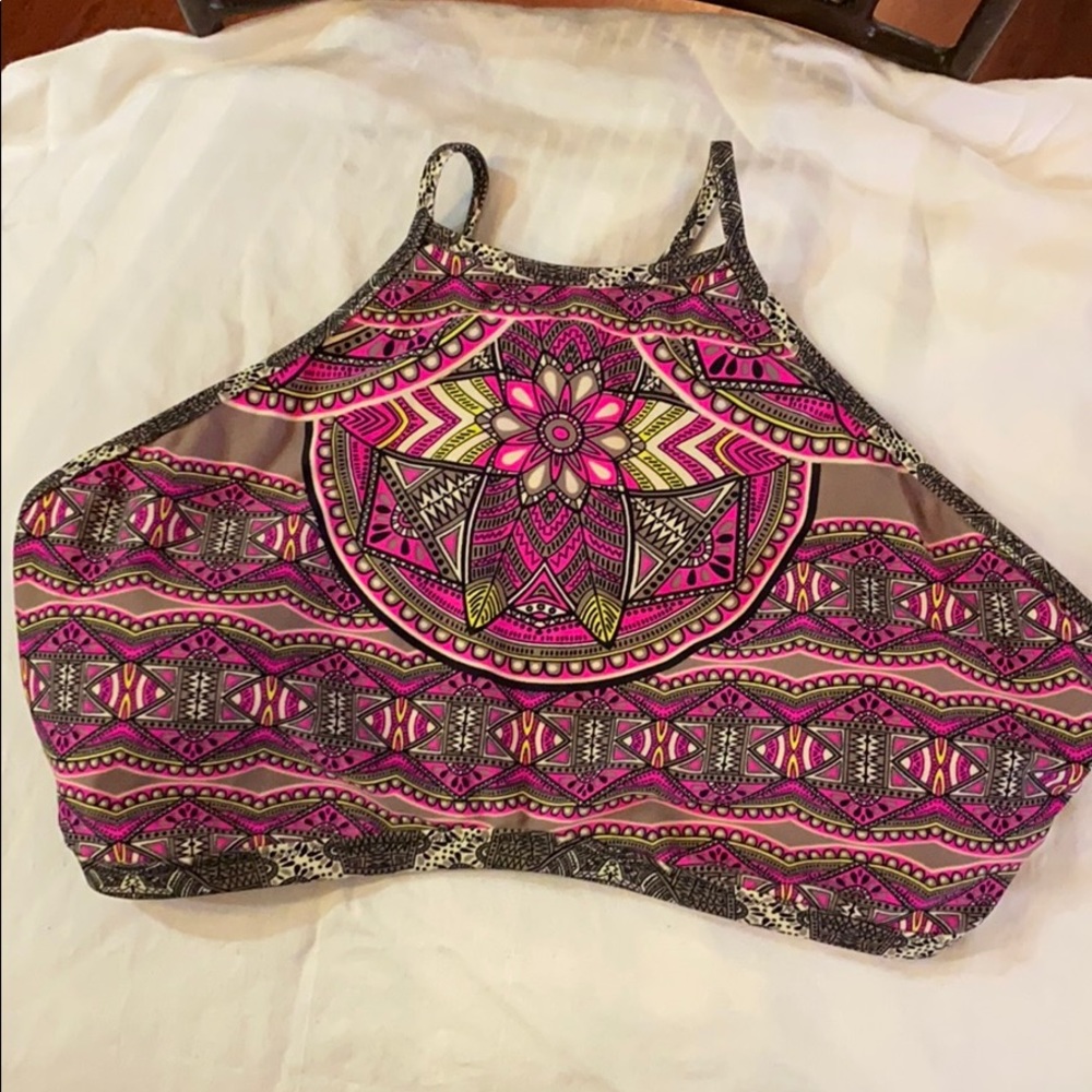 Pink & Gray Women’s Bathing Suit Top